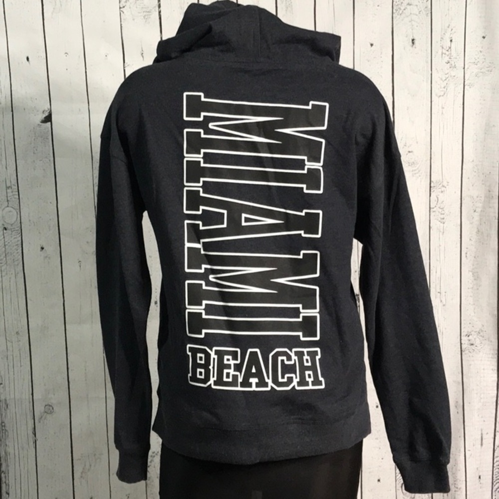 Miami Beach hooded sweater kangaroo pouch fleece unisex Medium